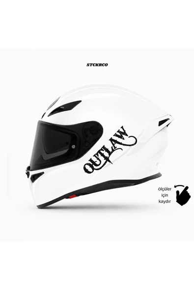 STCKRCO Outlaw "yasadışı" Yazı Sticker | Chaos Kask Stickerı | Kask & Grenaj Uyumlu Premium Sticker | Outlaw "yasadışı" Yazılı Kask Stickerı Siyah ürün görseli 1