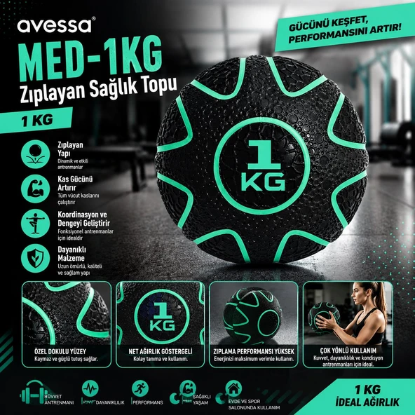 Avessa Med-1Kg Zıplayan Sağlık Topu 1Kg ürün görseli 1