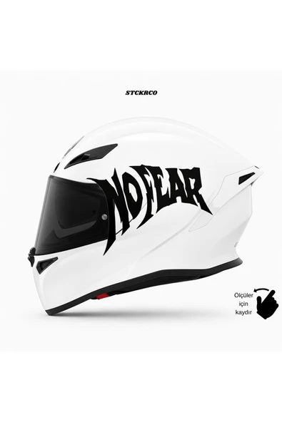STCKRCO No Fear "Korku Yok" Kask Stickerı | Motor Kask Yanı Sticker | Motosiklet Sticker Siyah ürün görseli 1