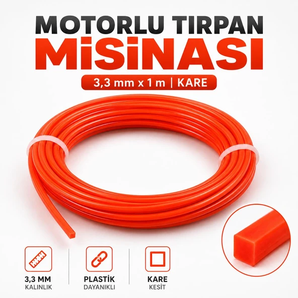 1 Metre Motorlu Tırpan Misinası 3,3 mm Kare Dayanıklı Uzun Ömürlü Profesyonel Plastik İp ürün görseli 1