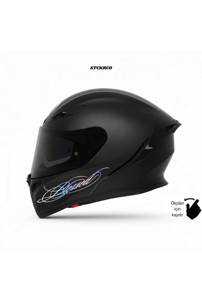 STCKRCO Blessed Yazı Sticker | Blessed Kask Stickerı | Kask & Grenaj Uyumlu Premium Sticker | Yazılı Kask Stickerı Hologram ürün görseli 1