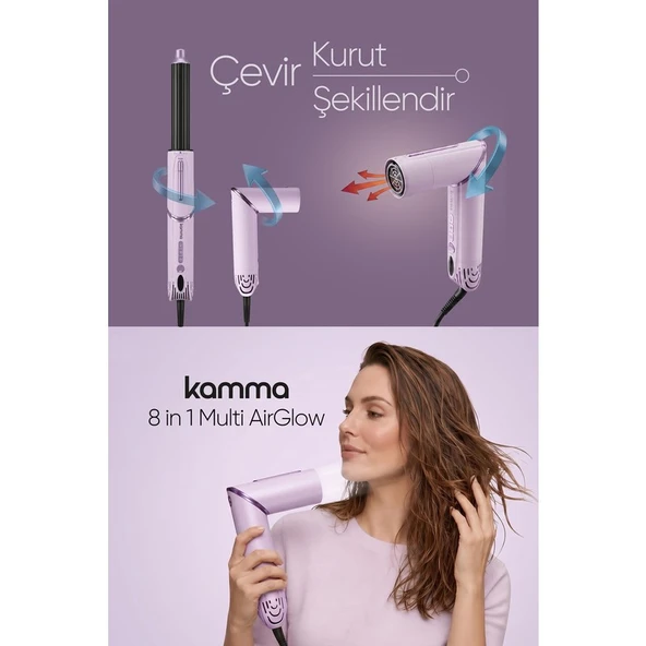Kamma 8in1 Multi Airglow Saç Şekillendirme Seti - Mor - Resim 3