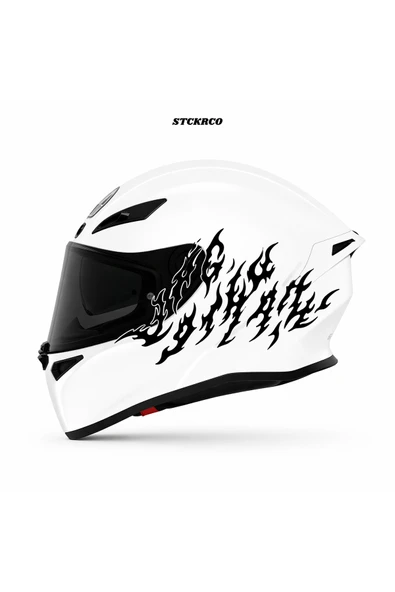 STCKRCO Flare "Alev" Kask Stickerı | Motor Kask Yanı Sticker | Flare "Alev" Motosiklet Sticker | Flare "Alev" Sticker Siyah ürün görseli 1