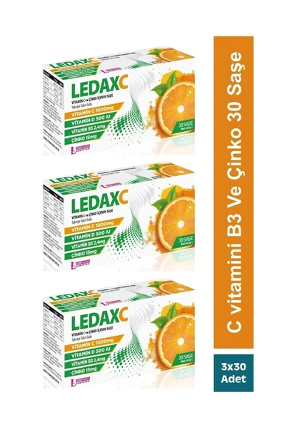 LEDAPHARMA LEDAPHARMA Ledax C Vitamini 1000 mg 30 Saşe C Vitamini 3'lü Paket ürün görseli 1