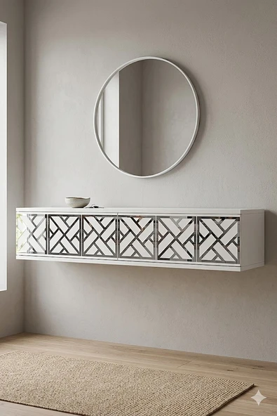 DA1238BS AREX Dresuar , Antre Hol Rafı Beyaz-Silver 120cm ürün görseli 1