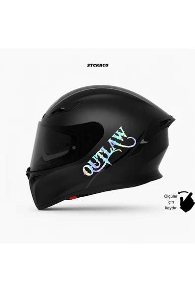STCKRCO Outlaw "yasadışı" Yazı Sticker | Chaos Kask Stickerı | Kask & Grenaj Uyumlu Premium Sticker | Outlaw "yasadışı" Yazılı Kask Stickerı Hologram ürün görseli 1