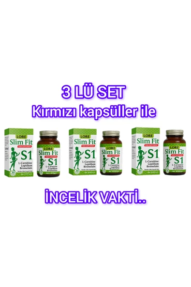 LORELİFE LORELİFE SLİM FİT S1 30KP LCARNİTİN LEPİDİUM BROMALAİN İÇEREN BİTKİSEL GIDA 3 ADET ürün görseli 1