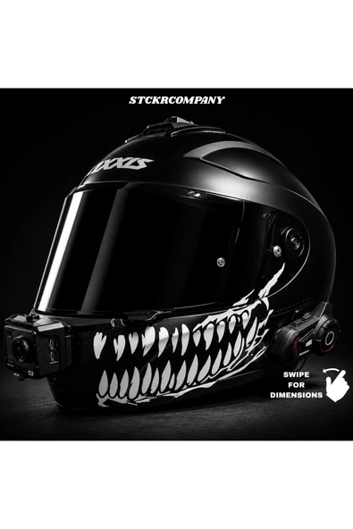 STCKRCO Tooth Diş Kask Stickerı | Motor Sticker | Kask Yanı Sticker | Ruroc Kask Diş Stickerı Beyaz ürün görseli 1