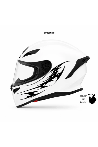 STCKRCO Tribal Desen Kask Stickerı | Motor Kask Yanı Sticker | Tribal Desen Motosiklet Sticker | Tribal Desen Sticker Siyah ürün görseli 1
