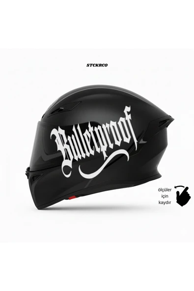 STCKRCO Bulletproof Kask Stickerı | Motor Kask Yanı Sticker | Bulletproof Motosiklet Sticker | Bulletproof Sticker Beyaz ürün görseli 1
