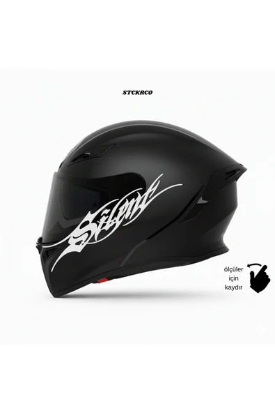 STCKRCO Silent Kask Stickerı | Motor Kask Yanı Sticker | Silent Motosiklet Sticker | Silent Sticker Beyaz ürün görseli 1