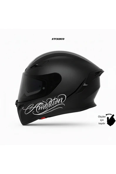 STCKRCO Ambition Yazı Sticker | Ambition Kask Stickerı | Kask & Grenaj Uyumlu Premium Sticker | Yazılı Kask Stickerı Beyaz ürün görseli 1