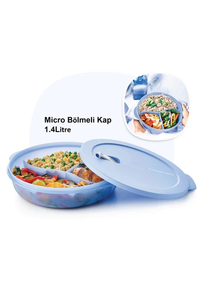 Bölmeli Mikrodalga Fırın Isıtma Kabı 1.4 Lt Mikro Tabak YENİ RENK ürün görseli 1
