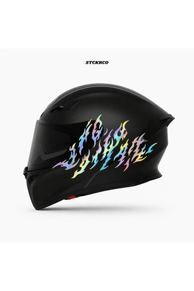 STCKRCO Flare "Alev" Kask Stickerı | Motor Kask Yanı Sticker | Flare "Alev" Motosiklet Sticker | Flare "Alev" Sticker Hologram ürün görseli 1