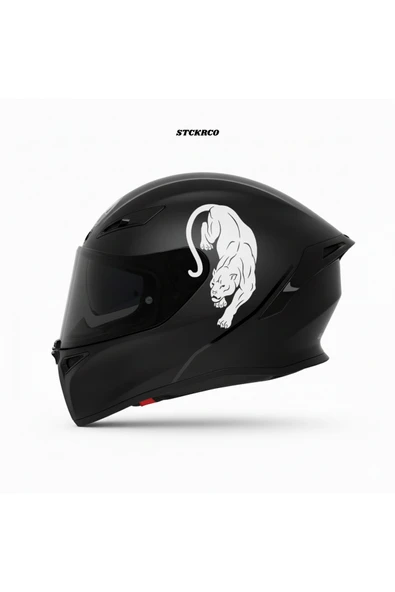 STCKRCO Panter Kask Stickerı | Motor Kask Yanı Sticker | Panter Motosiklet Sticker | Panter Sticker Beyaz ürün görseli 1