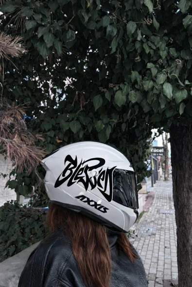 STCKRCO Blessed Kask Sticker | Vizör & Kask Yazı Sticker | Kask Sticker Siyah ürün görseli 1