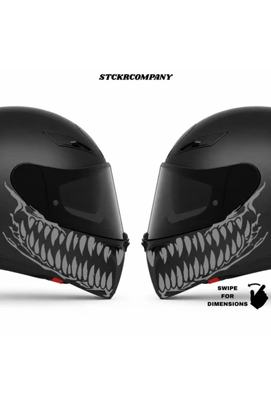 STCKRCO Tooth Diş Kask Stickerı | Motor Sticker | Kask Yanı Sticker | Ruroc Kask Diş Stickerı Gri ürün görseli 1