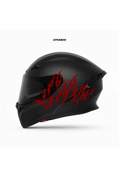 STCKRCO Flare "Alev" Kask Stickerı | Motor Kask Yanı Sticker | Flare "Alev" Motosiklet Sticker | Flare "Alev" Sticker Kırmızı ürün görseli 1