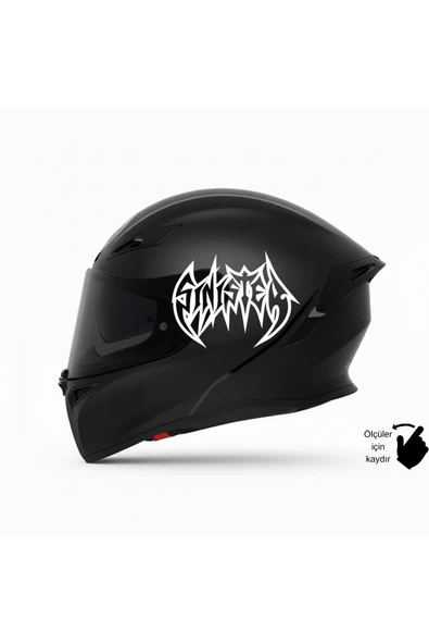 STCKRCO Sinister Kask Stickerı | Motor Kask Yanı Sticker | Sinister Motosiklet Sticker | Sinister Sticker Beyaz ürün görseli 1