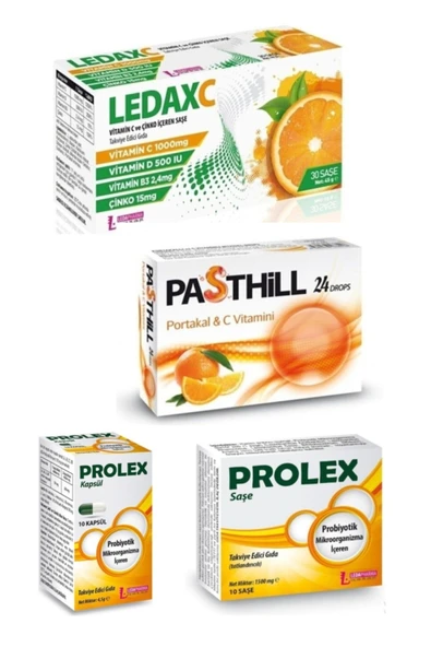 PASTHİLL PASTHİLL Ledax C Vıtamın 30 Saşe Ve Portakal 24 Pastil Ve Prolex 10 Saşe Ve Probiyotik 10 Kapsül ürün görseli 1