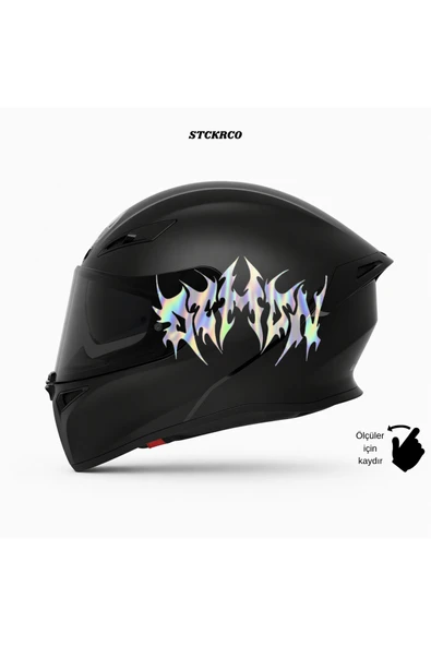 STCKRCO Demon Kask Stickerı | Motor Kask Yanı Sticker | Demon Motosiklet Sticker | Demon Sticker Hologram ürün görseli 1