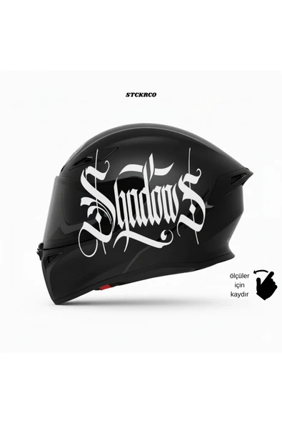 STCKRCO Shadow's Kask Stickerı | Motor Kask Yanı Sticker | Shadow's Motosiklet Sticker | Shadow's Sticker Beyaz ürün görseli 1