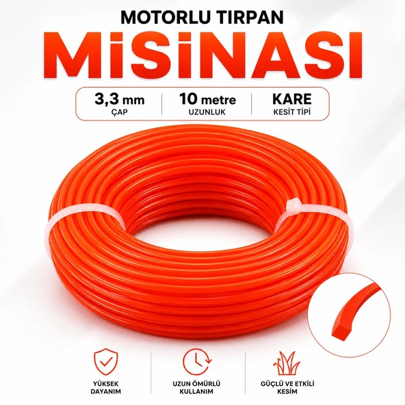 Motorlu Tırpan Misinası 3,3 mm (10 Metre) Kare Dayanıklı Uzun Ömürlü Profesyonel Plastik İp ürün görseli 1