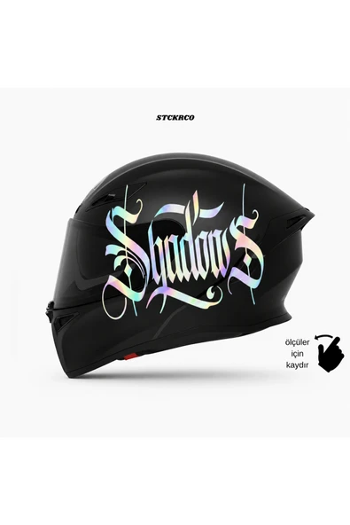 STCKRCO Shadow's Kask Stickerı | Motor Kask Yanı Sticker | Shadow's Motosiklet Sticker | Shadow's Sticker Hologram ürün görseli 1