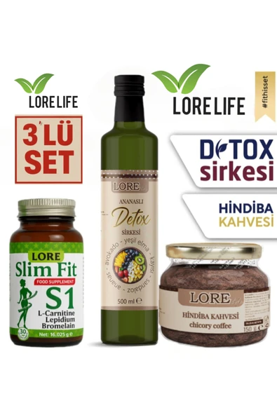 LORELİFE LORELİFE LORE SLİMFİT 30KP & HİNDİBA KAHVE & DETOX SUYU 3.LÜ SET ürün görseli 1