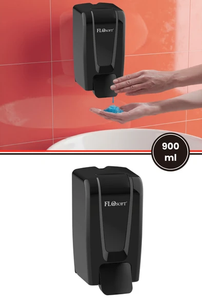 Flosoft F248S Manuel Gagalı Sıvı Sabun Dispenseri, 900 ml Banyo Mutfak Duvara Monte Sabunluk Siyah ürün görseli 1
