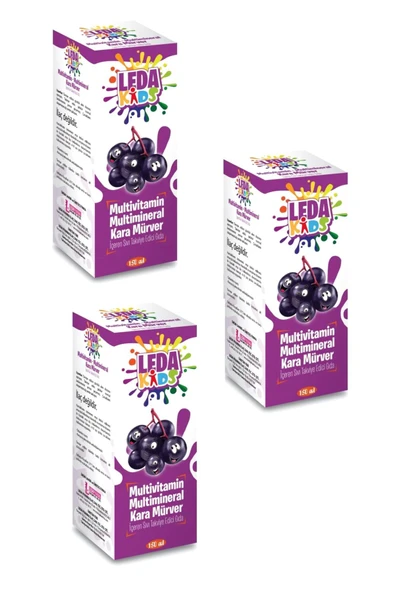 LEDAPHARMA LEDAPHARMA Unisex Kara Mürver Ekstresi C Vitamini Ve Çinko Leda Kids 150 Ml 3 Kutu ürün görseli 1
