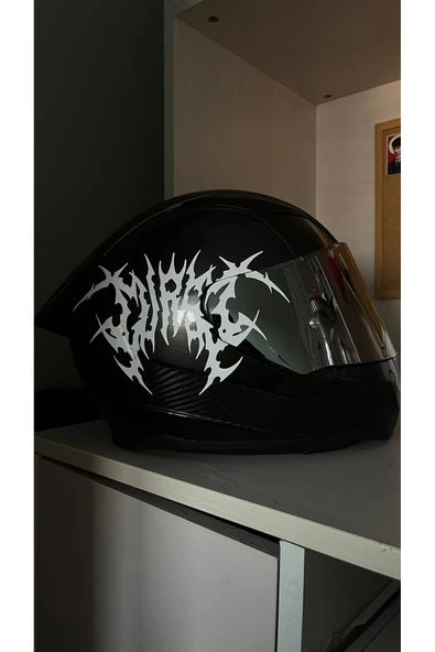STCKRCO Cursed Kask Stickerı | Motor Kask Yanı Sticker | Motosiklet Sticker Beyaz ürün görseli 1