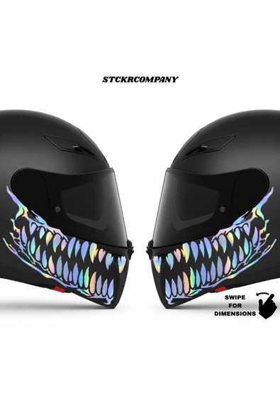 STCKRCO Tooth Diş Kask Stickerı | Motor Sticker | Kask Yanı Sticker | Ruroc Kask Diş Stickerı Hologram ürün görseli 1