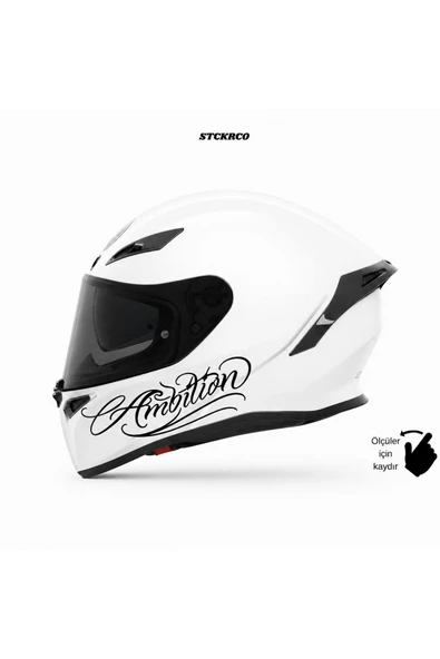 STCKRCO Ambition Yazı Sticker | Ambition Kask Stickerı | Kask & Grenaj Uyumlu Premium Sticker | Yazılı Kask Stickerı Siyah ürün görseli 1