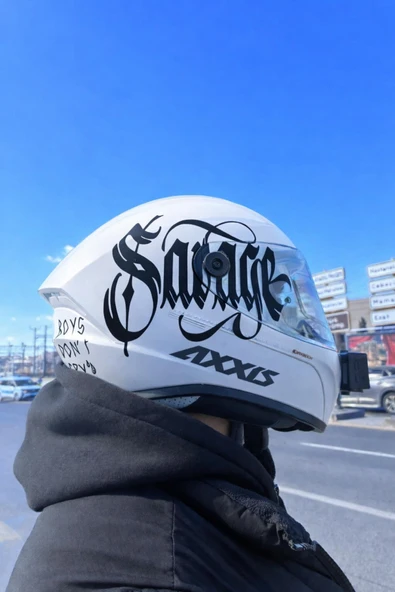 STCKRCO Savage Kask Sticker – Motor Kaskı İçin Premium Yazı Sticker Siyah ürün görseli 1