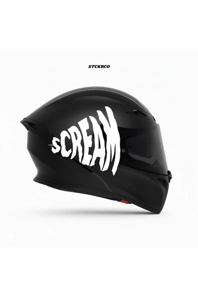 STCKRCO Scream Kask Stickerı | Motor Kask Yanı Sticker | Scream Motosiklet Sticker | Scream Sticker Beyaz ürün görseli 1