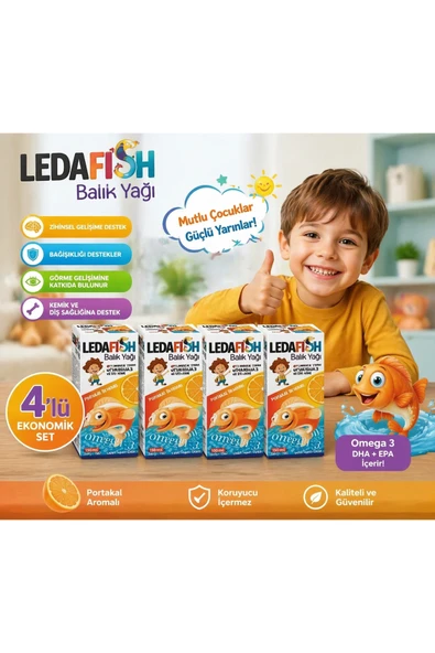 LEDAPHARMA LEDAPHARMA Ledafish Balık Yağı Portakal Aromalı 150 ml 4 Adet ürün görseli 1