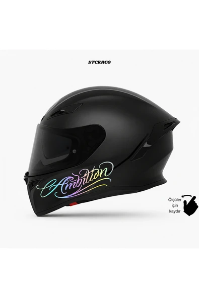 STCKRCO Ambition Yazı Sticker | Ambition Kask Stickerı | Kask & Grenaj Uyumlu Premium Sticker | Yazılı Kask Stickerı Hologram ürün görseli 1