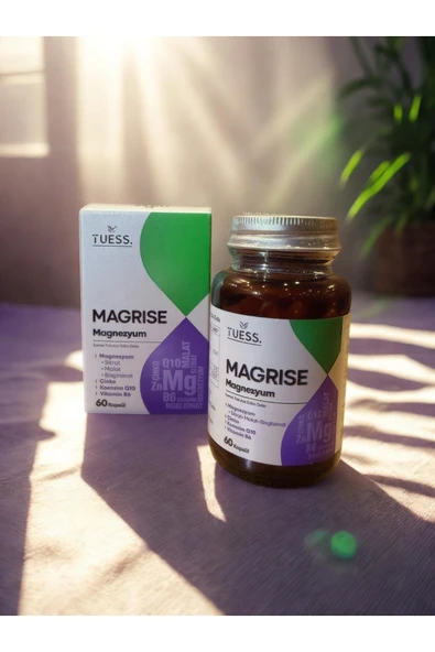 TUESS TUESS MagRise, Magnezyum Kompleks , 60 kapsül ( Koenzim Q10, Çinko, Vitamin B6) İçeren Takviye Edici Gıda ürün görseli 1
