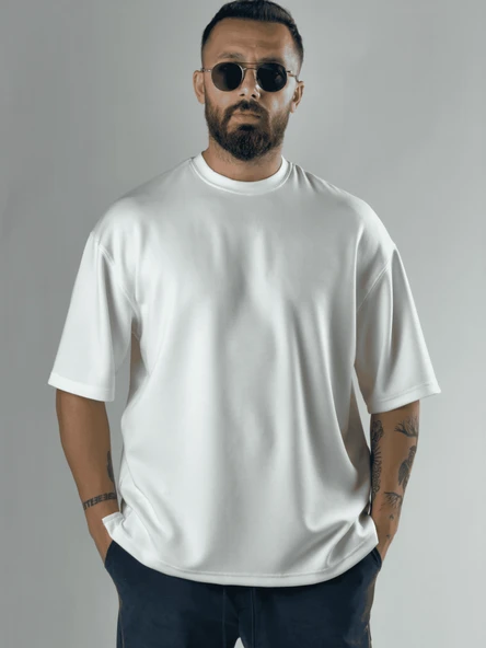 Erkek Beyaz T-Shirt Viskon Normal Kesim COC3194 ürün görseli 1
