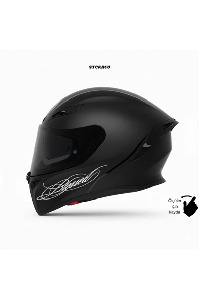 STCKRCO Blessed Yazı Sticker | Blessed Kask Stickerı | Kask & Grenaj Uyumlu Premium Sticker | Yazılı Kask Stickerı Beyaz ürün görseli 1