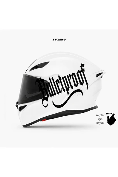 STCKRCO Bulletproof Kask Stickerı | Motor Kask Yanı Sticker | Bulletproof Motosiklet Sticker | Bulletproof Sticker Siyah ürün görseli 1