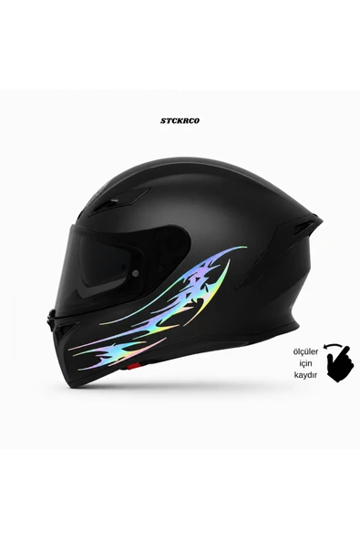 STCKRCO Tribal Desen Kask Stickerı | Motor Kask Yanı Sticker | Tribal Desen Motosiklet Sticker | Tribal Desen Sticker Hologram ürün görseli 1