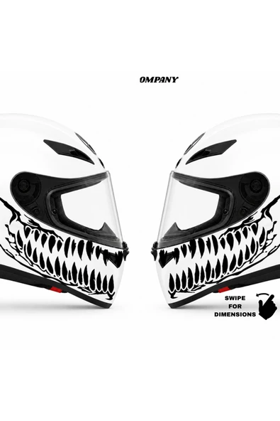 STCKRCO Tooth Diş Kask Stickerı | Motor Sticker | Kask Yanı Sticker | Ruroc Kask Diş Stickerı Siyah ürün görseli 1
