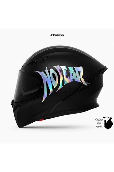 STCKRCO No Fear "Korku Yok" Kask Stickerı | Motor Kask Yanı Sticker | Motosiklet Sticker Hologram ürün görseli 1