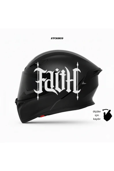 STCKRCO Faith Kask Stickerı | Motor Kask Yanı Sticker | Faith Motosiklet Sticker | Faith Sticker Beyaz ürün görseli 1