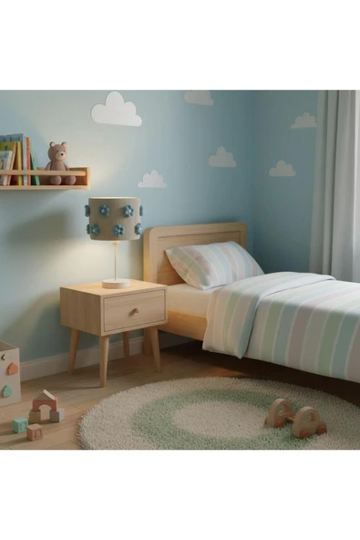 Elizim Home Lighting Makrome Mavi Papatyalı Abajur ürün görseli 1
