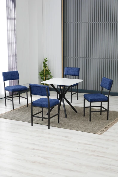 Armens Life Mobilya, Lojistik & Elektronik Ticaret Armens Life Mobilya, Lojistik & Elektronik Ticaret Dubai Kare Mutfak Masa Sandalye Takımı, 4 Sandalye 1 Sabit Beyaz Masa 70x70 Cm, Keten Kumaş ürün görseli 1