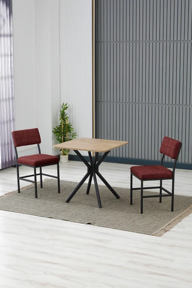 Armens Life Mobilya, Lojistik & Elektronik Ticaret Armens Life Mobilya, Lojistik & Elektronik Ticaret Dubai Modeli Kare Mutfak Masa Sandalye Takımı, 2 Sandalye 1 Sabit Ceviz Masa 70x70 Cm, Keten Kumaş ürün görseli 1