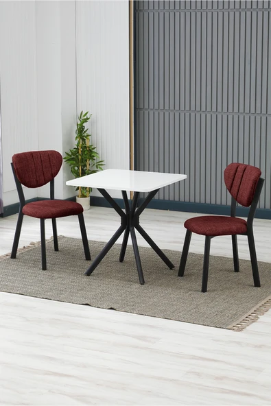 Armens Life Mobilya, Lojistik & Elektronik Ticaret Armens Life Mobilya, Lojistik & Elektronik Ticaret Elma Modeli Kare Mutfak Masa Sandalye Takımı, 2 Sandalye 1 Sabit Beyaz Masa 70x70 Cm, Keten Kumaş ürün görseli 1